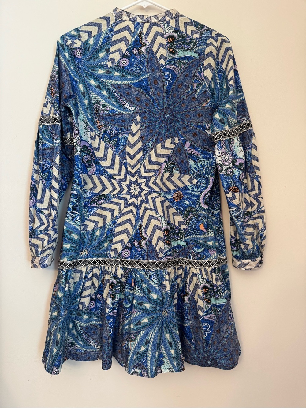 Marie Oliver Mimi Dress XXS Anise Breeze Print 100% Cotton Tassel Mini Boho - Picture 2 of 6
